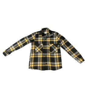 PaulMark Plaid Button Up Shirt Black Yellow 8 - 9 Youth Flannel Casual Cabin